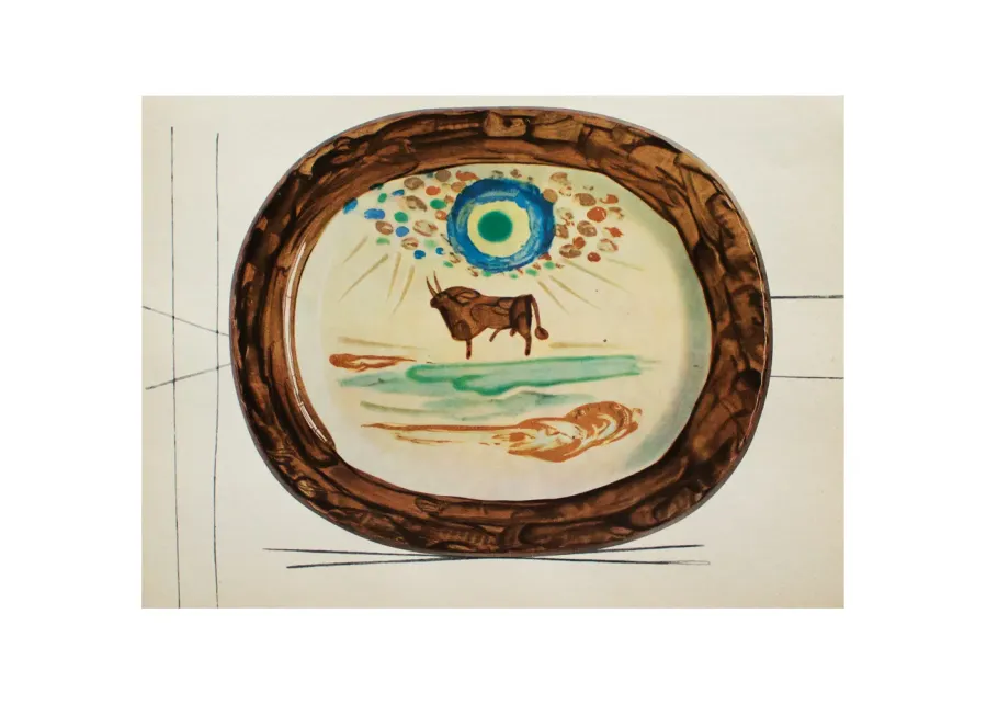 1955 Picasso - Print of Ceramic Plate N15 - Brown