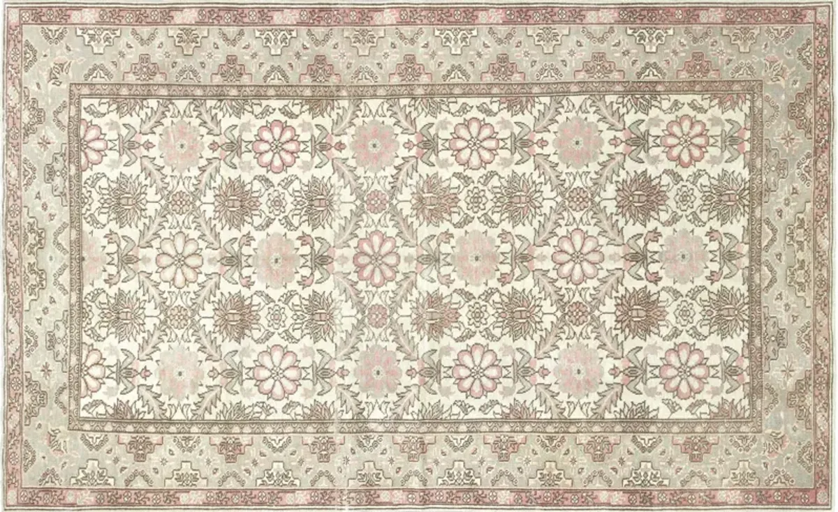 1960s Turkish Oushak Rug - 5'6" x 9' - Nalbandian - Ivory - Ivory