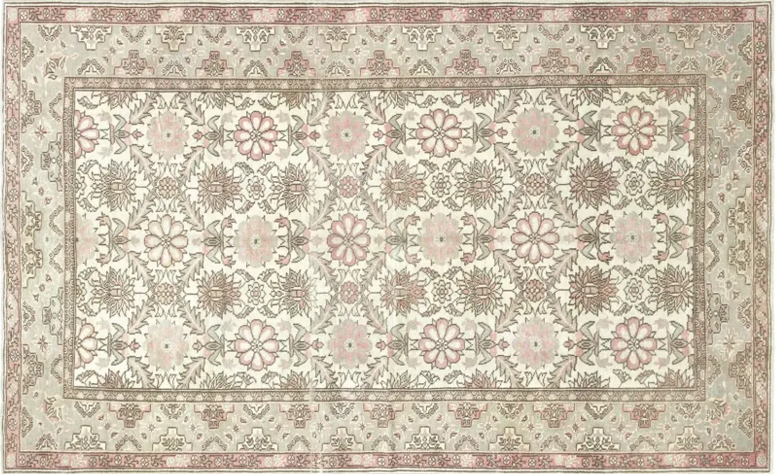 1960s Turkish Oushak Rug - 5'6" x 9' - Nalbandian - Ivory - Ivory