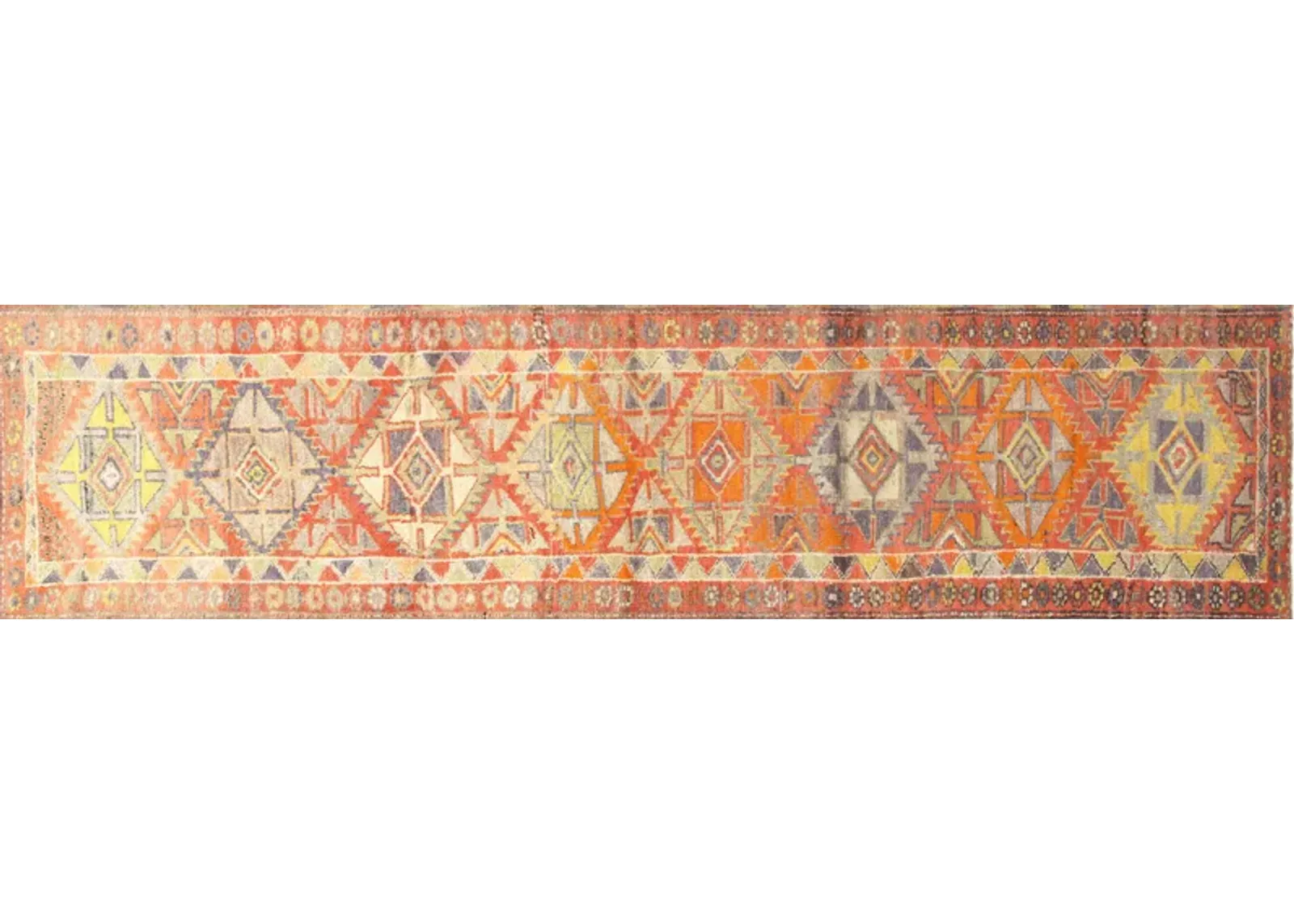 1960s Turkish Oushak Runner -2'8" x11' - Nalbandian - Orange