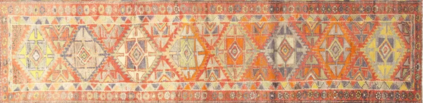 1960s Turkish Oushak Runner -2'8" x11' - Nalbandian - Orange