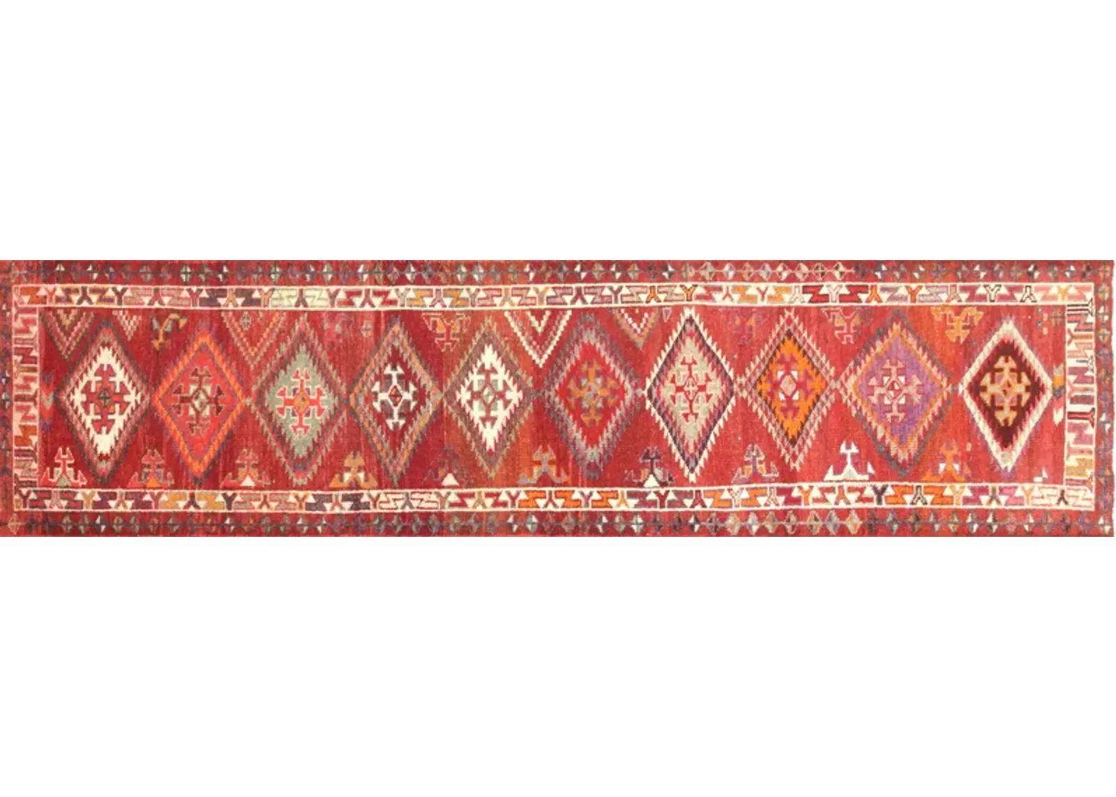 1960s Turkish Oushak Runner - 3'x12' - Nalbandian - Red