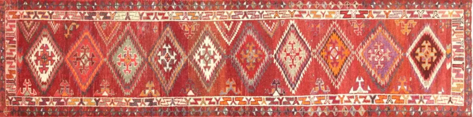 1960s Turkish Oushak Runner - 3'x12' - Nalbandian - Red