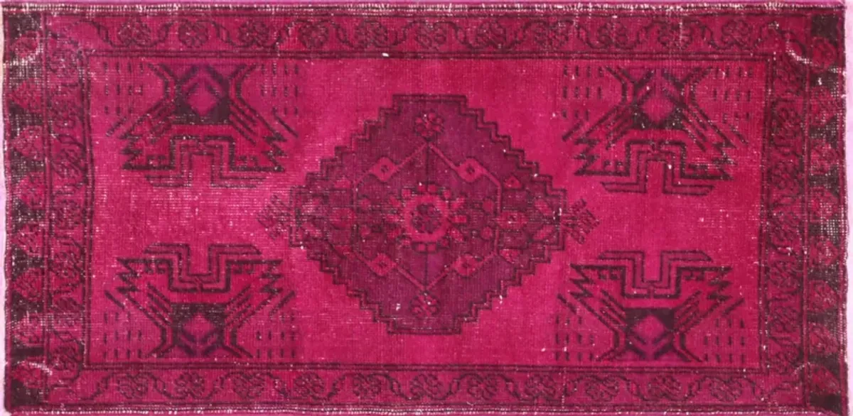 VintageTurkish Yastic - 1'9" x 3'7" - Nalbandian - Pink