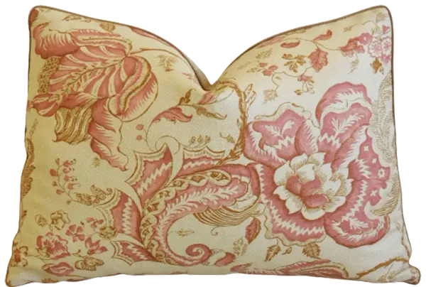 French Designer Floral Linen Pillow