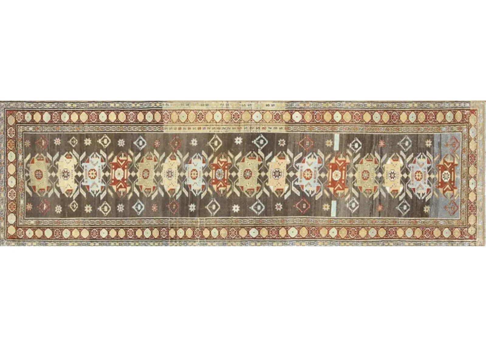 1940s Persian Melayer Runner - 3'3"x10'8" - Nalbandian - brown