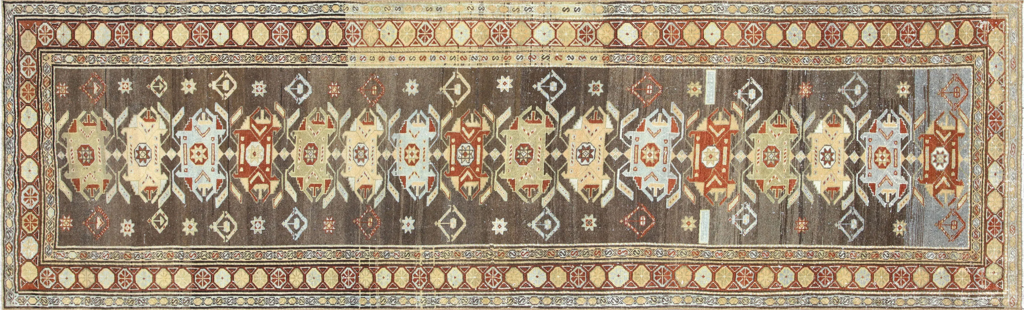 1940s Persian Melayer Runner - 3'3"x10'8" - Nalbandian - brown