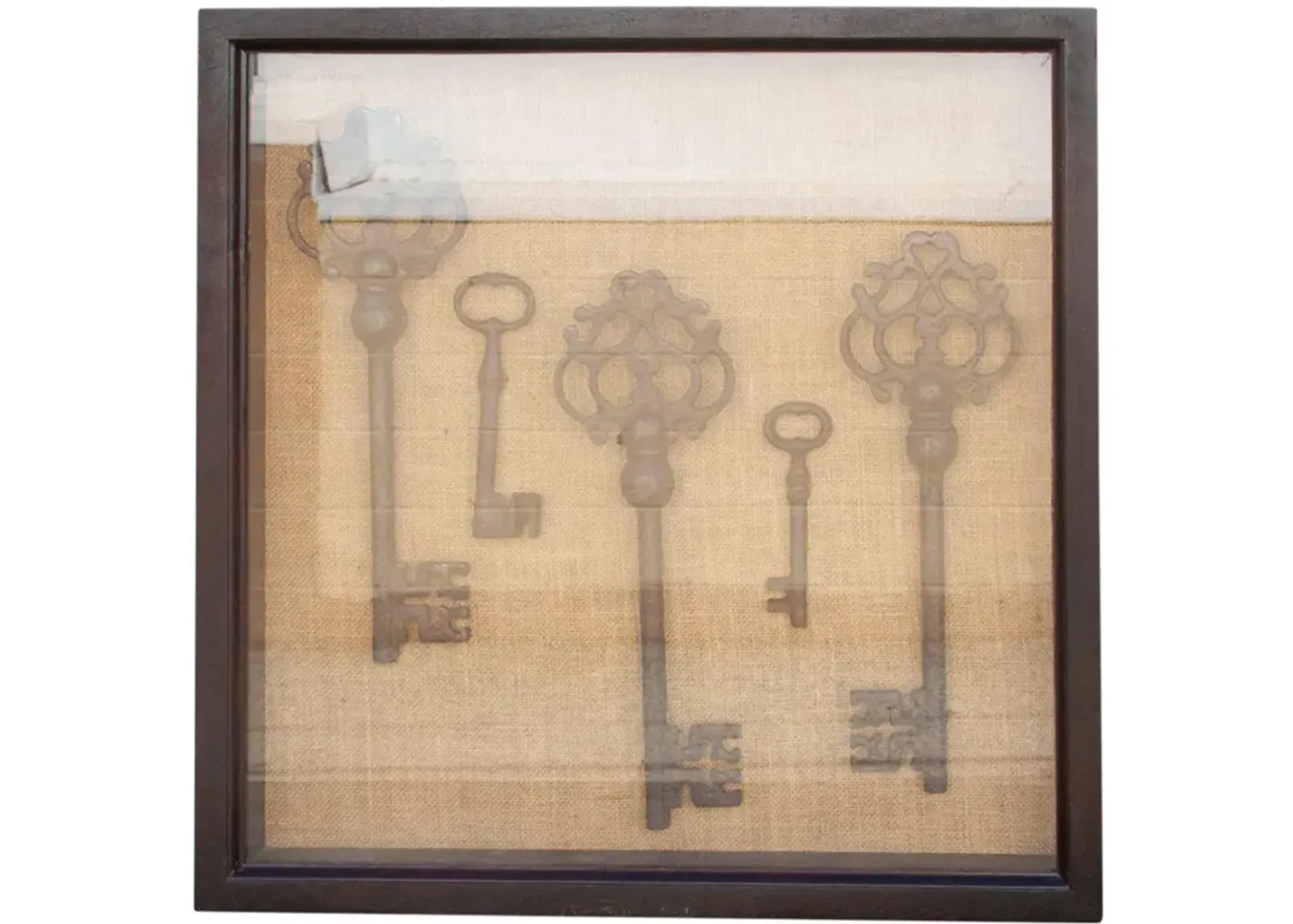 Vintage Keys Shadow Box Wall Art - de-cor - Brown