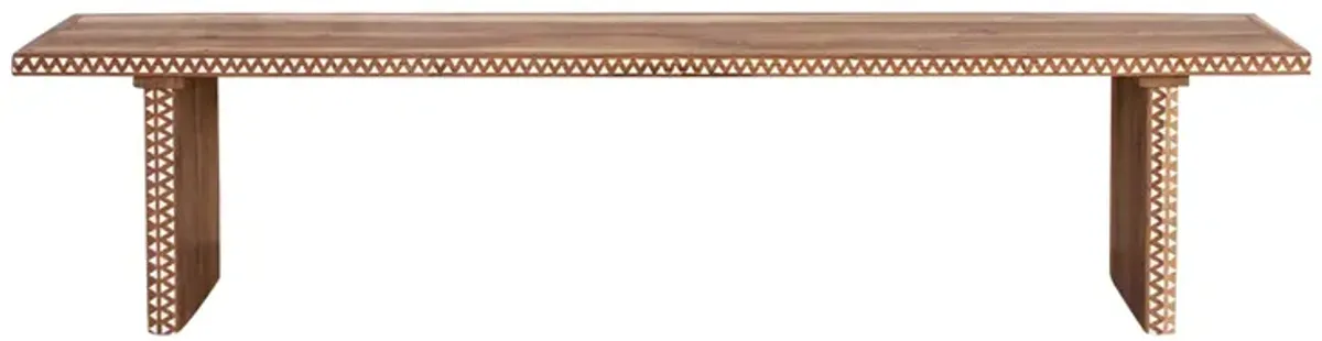 Long Parson Mother of Pearl Inlay Bench - de-cor - Brown