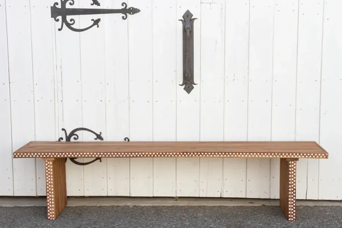 Teak Long Mother of Pearl Bench