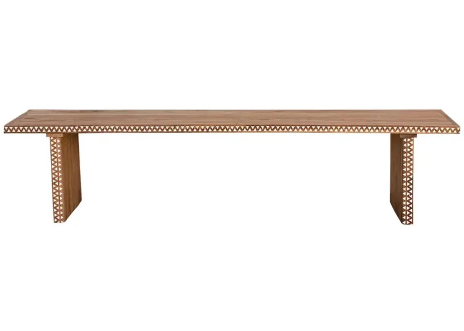 Teak Long Mother of Pearl Bench - de-cor - brown