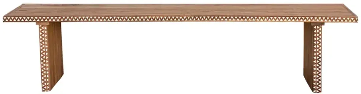 Teak Long Mother of Pearl Bench - de-cor - brown