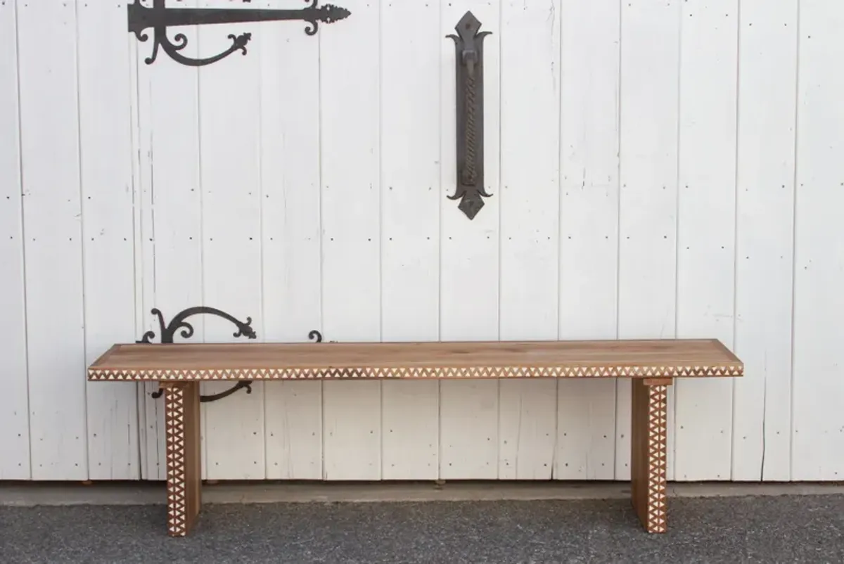 Reconstructed Old Wood Inlaid Bench - de-cor - Brown