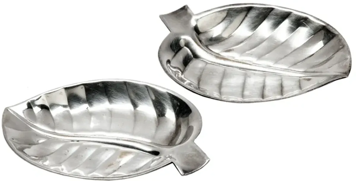 Silverplate Leaf Trays - Set of 2 - Fleur de Lex Antiques