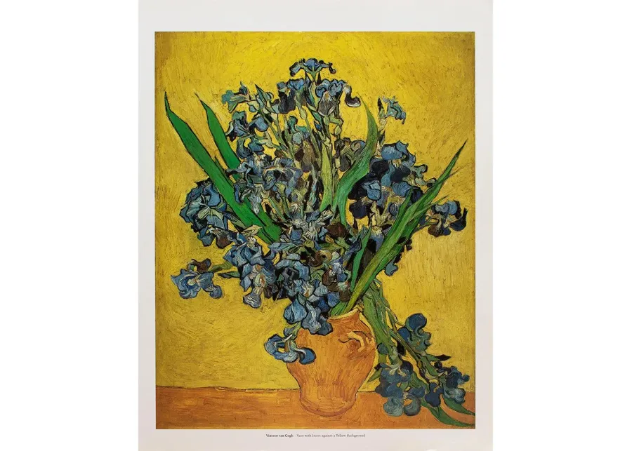 Van Gogh "Vase With Irises" Poster - Yellow