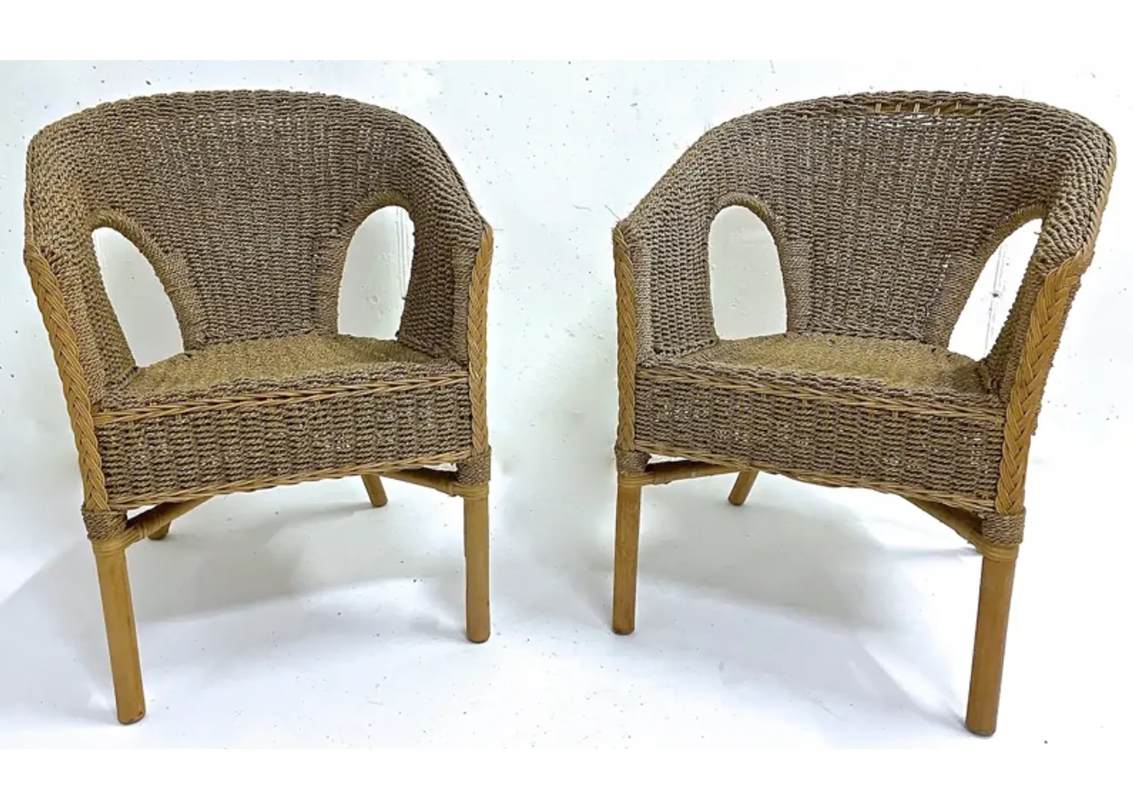 Woven Seagrass & Bamboo Chairs - PR - Vermilion Designs - brown