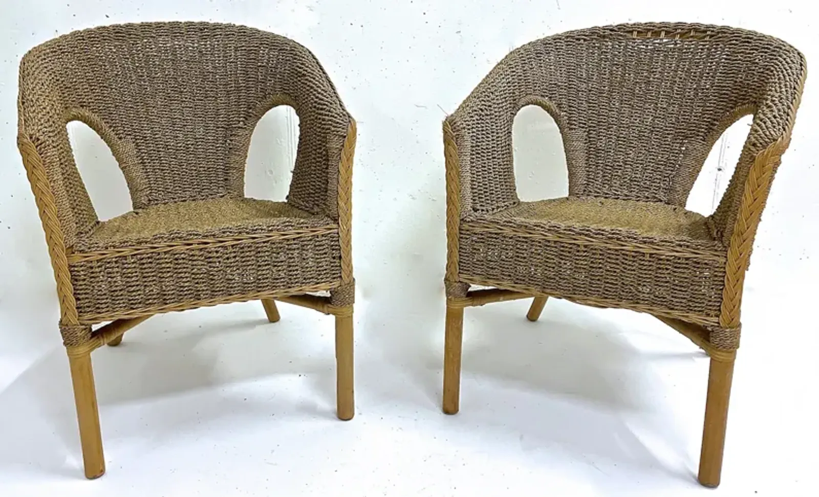 Woven Seagrass & Bamboo Chairs - PR - Vermilion Designs - brown