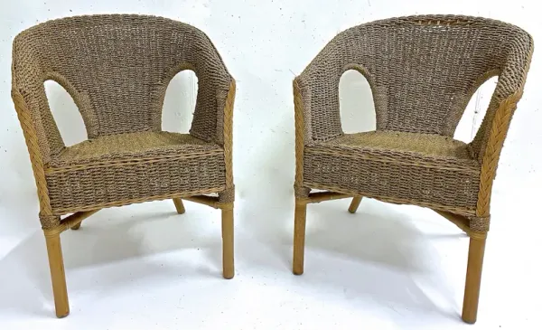 Woven Seagrass & Bamboo Chairs - PR - Vermilion Designs - Brown