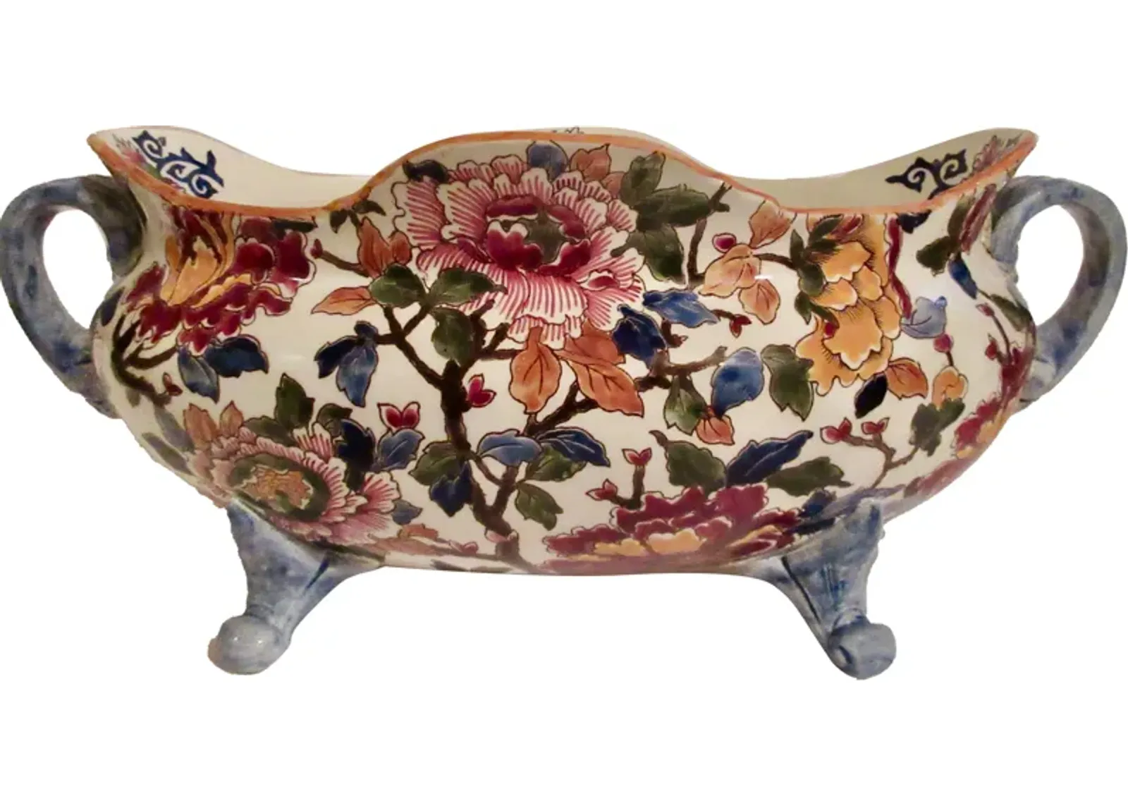 Gien French Faience Pivoines Jardiniere - The Emporium Ltd. - Blue