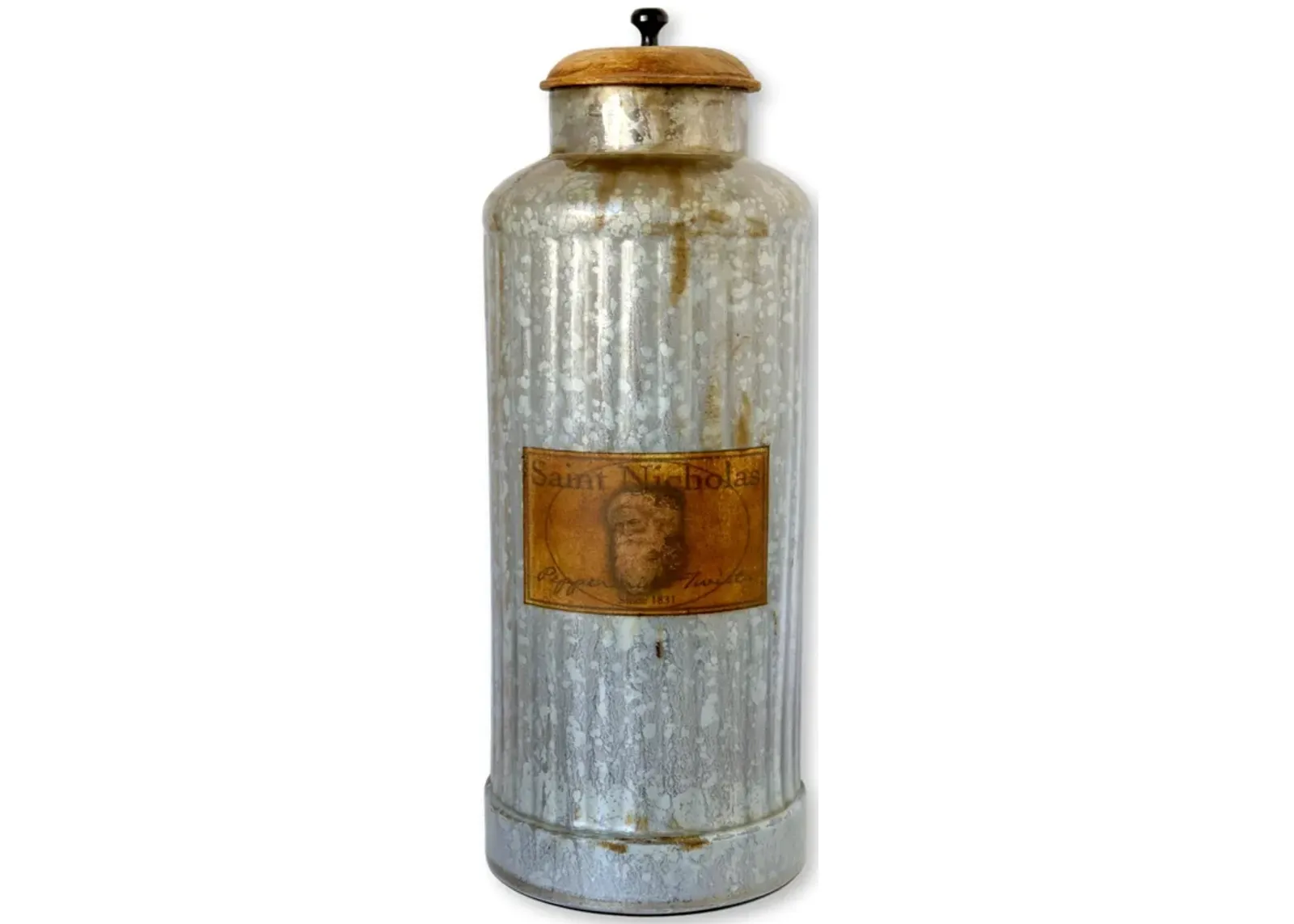 Large Mercury Glass Holiday Canister - New England Mercantile - Silver