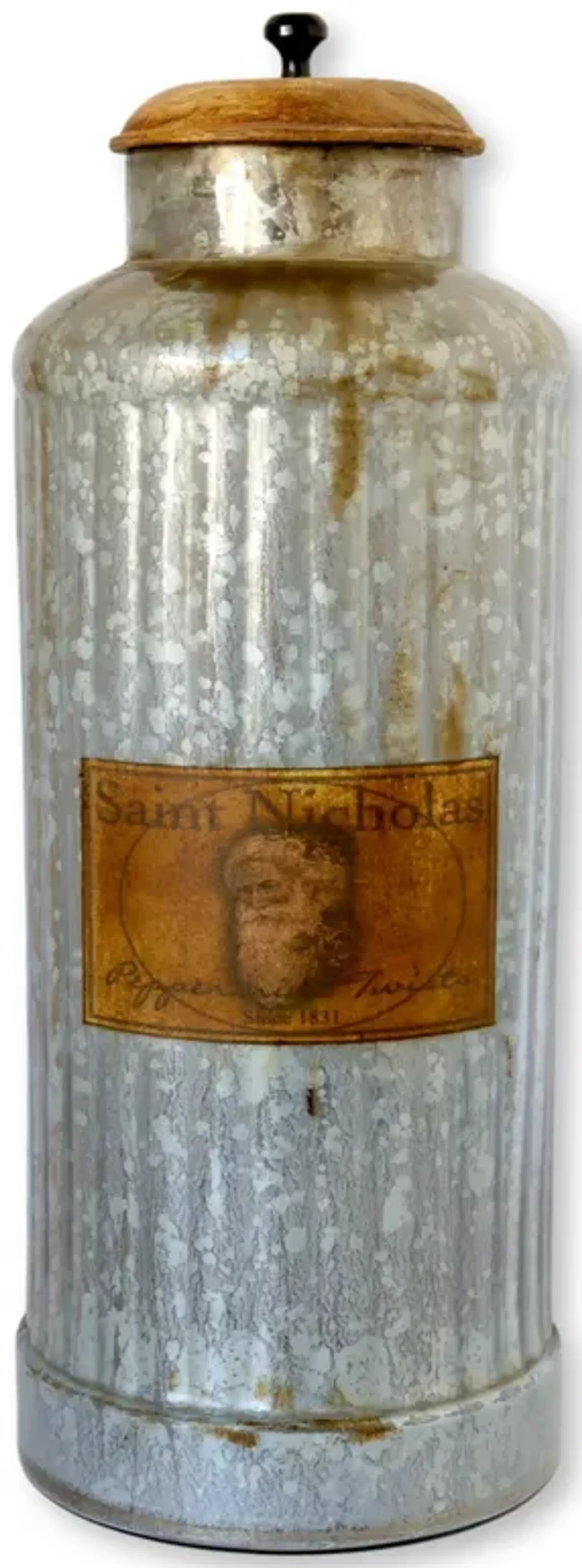 Large Mercury Glass Holiday Canister - New England Mercantile - Silver