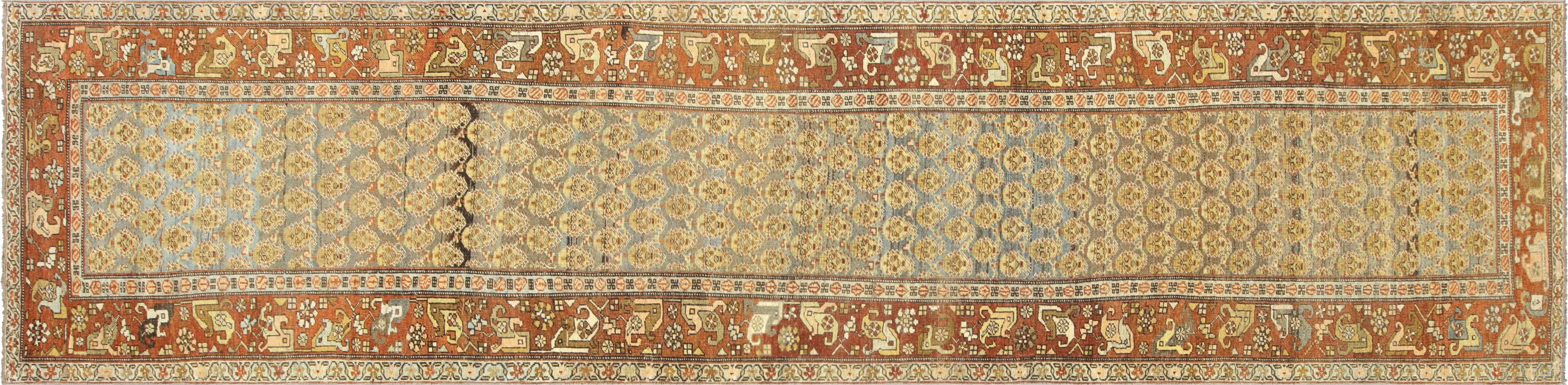 1960s Persian Bidjar Runner 3'5" x 14'6" - Nalbandian - Beige