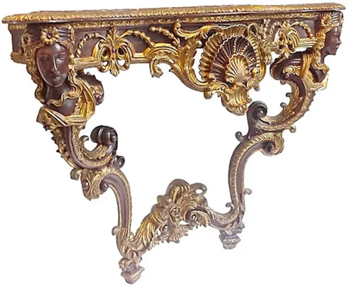 Antique Acanthus & Shell Console Table - Vermilion Designs - brown