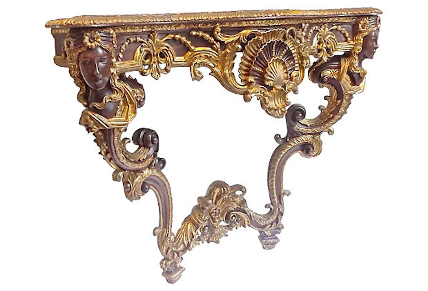 Antique Acanthus & Shell Console Table - Vermilion Designs - brown