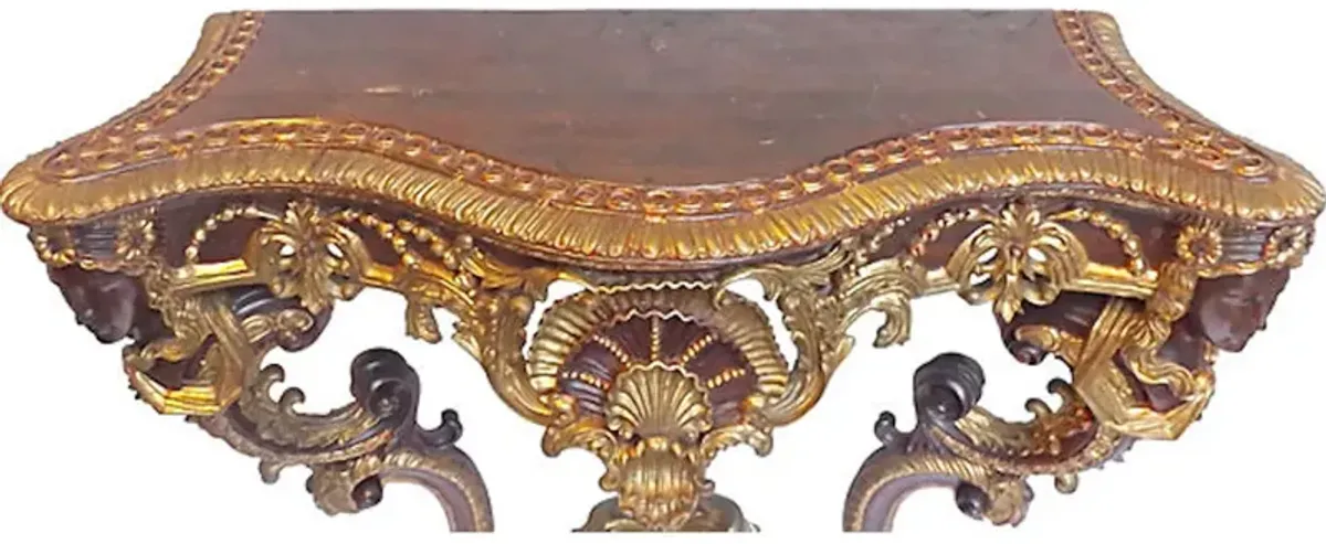 Antique Acanthus & Shell Console Table - Vermilion Designs - brown