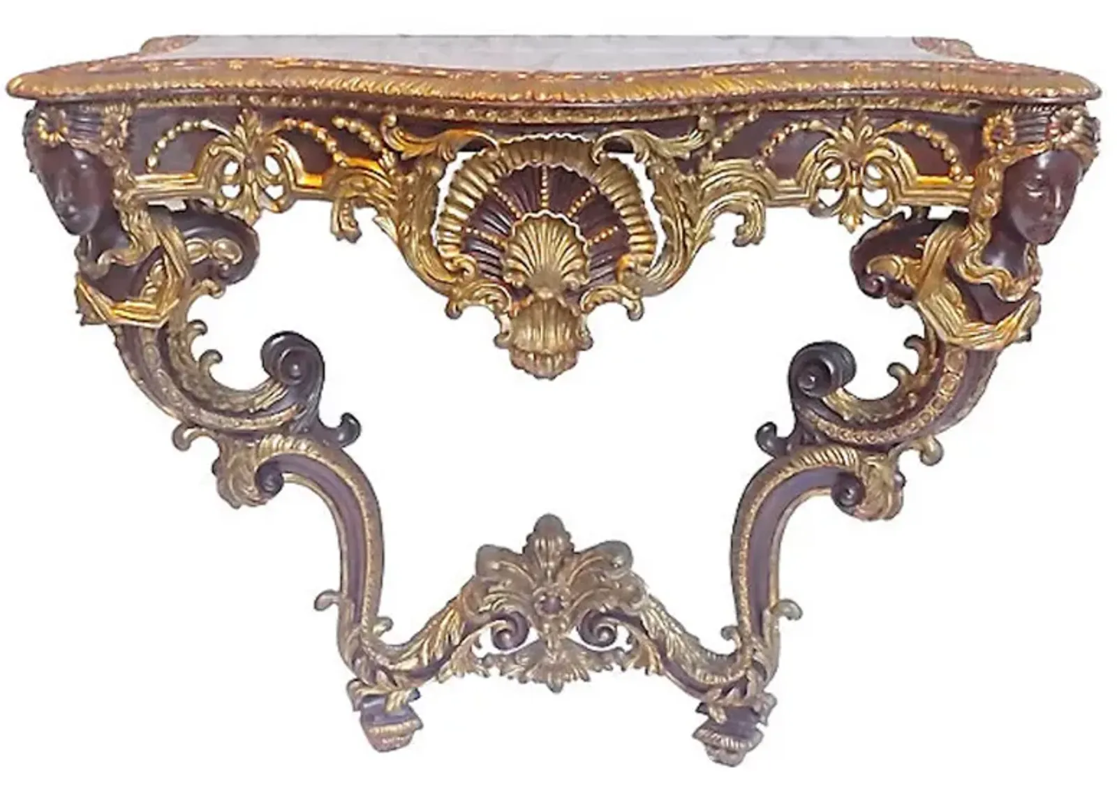 Antique Acanthus & Shell Console Table - Vermilion Designs - brown