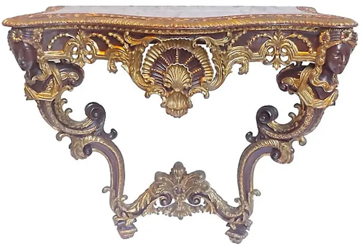 Antique Acanthus & Shell Console Table - Vermilion Designs - brown