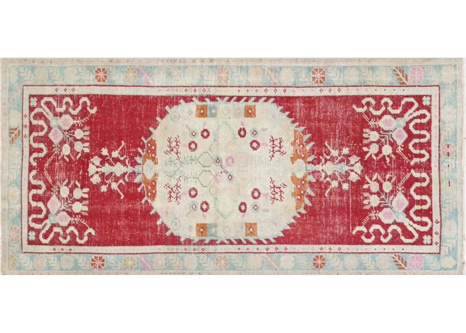 1960s Turkish Oushak Rug - 2'11" x 6'2" - Nalbandian - Red - Red