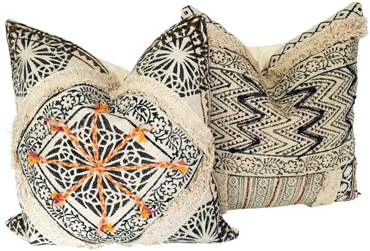 Indian Hand-Printed Pillows - Set of 2 - Eat Drink Home