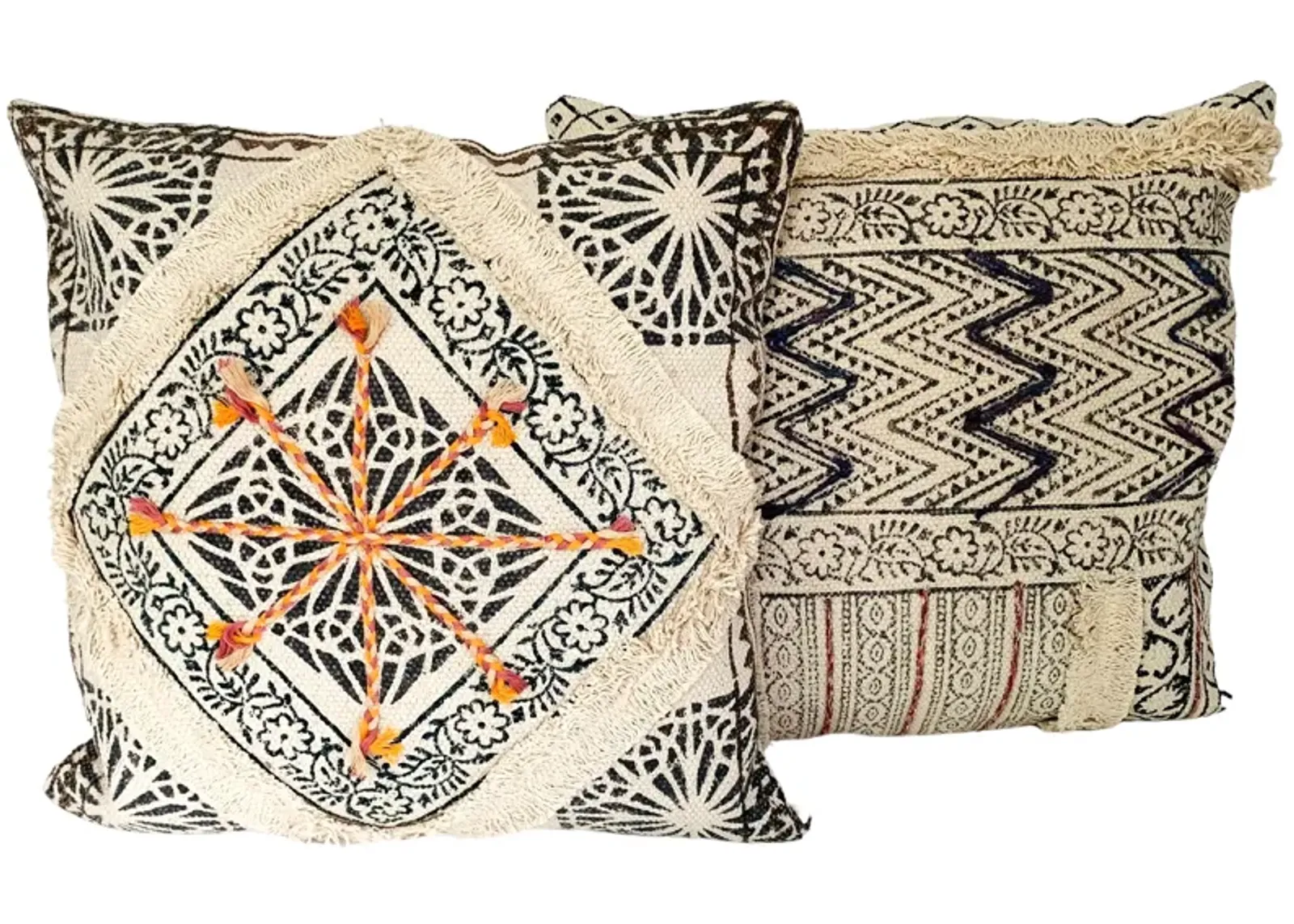 Indian Hand-Printed Pillows - Set of 2 - Eat Drink Home