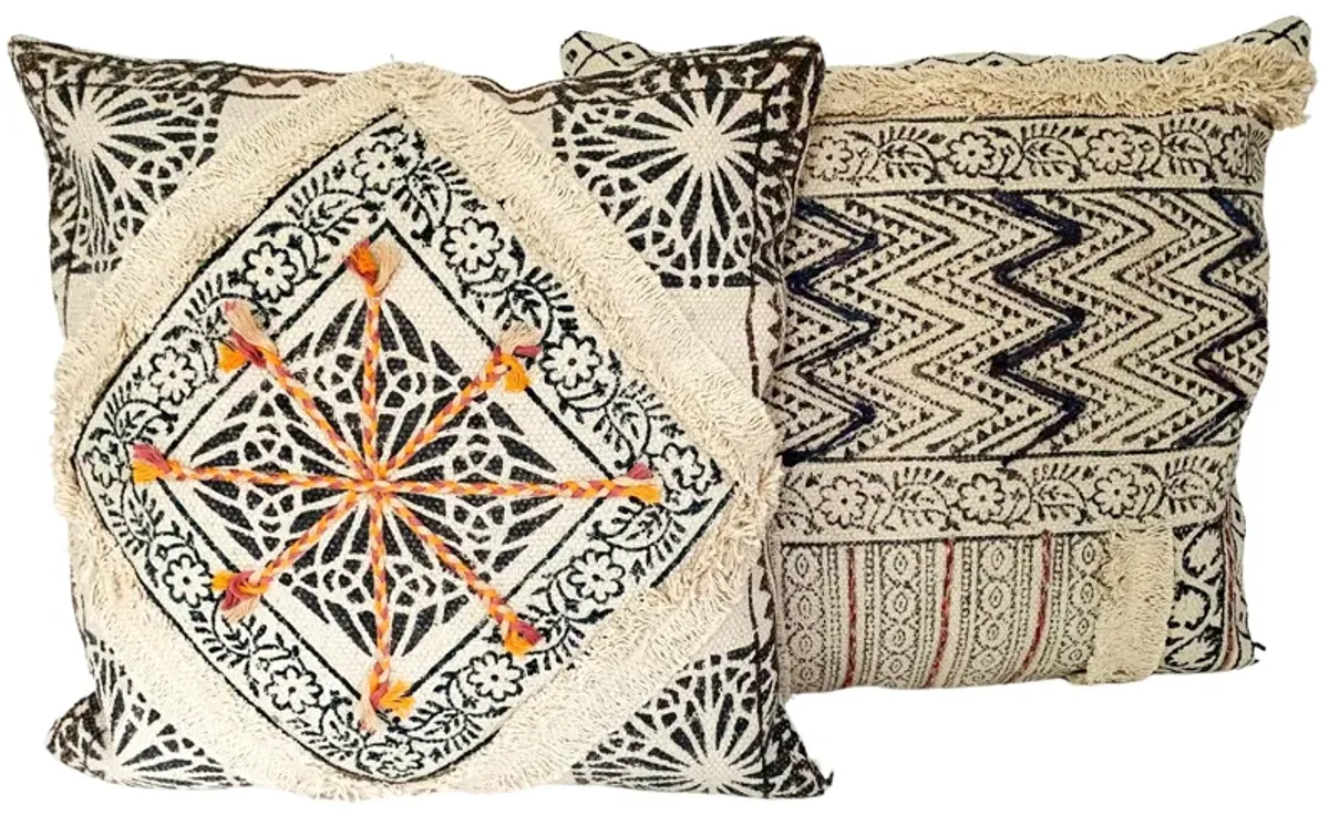 Indian Hand-Printed Pillows - Set of 2 - Eat Drink Home