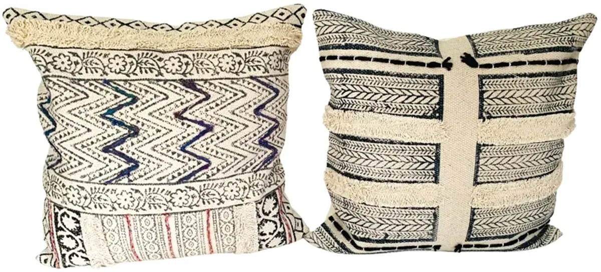 Indian Hand-Printed Pillows - Set of 2 - Eat Drink Home