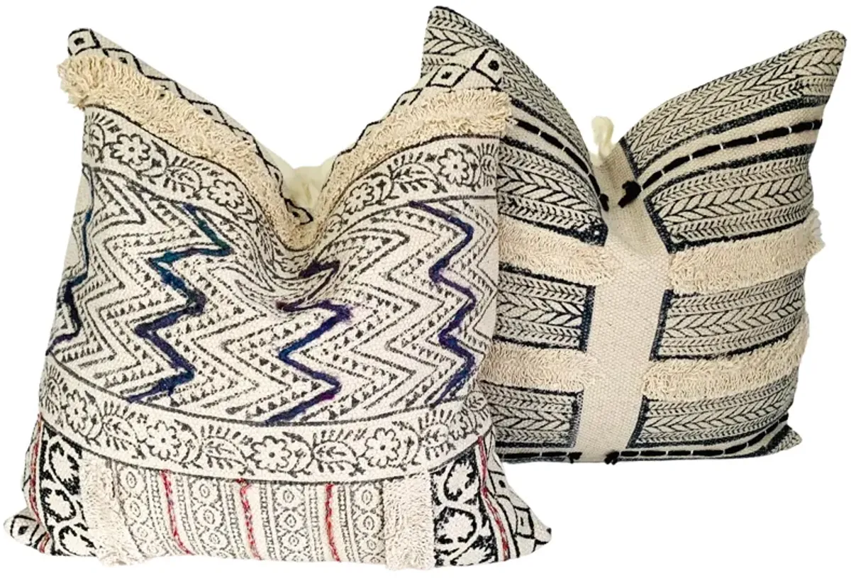 Indian Hand-Printed Pillows - Set of 2 - Eat Drink Home