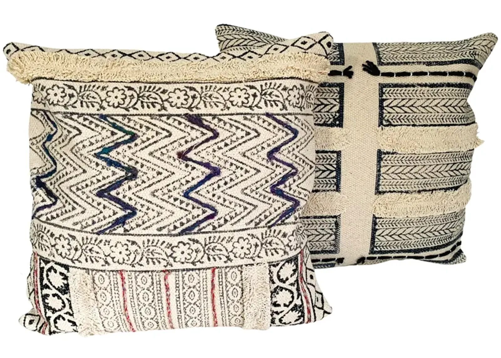 Indian Hand-Printed Pillows - Set of 2 - Eat Drink Home