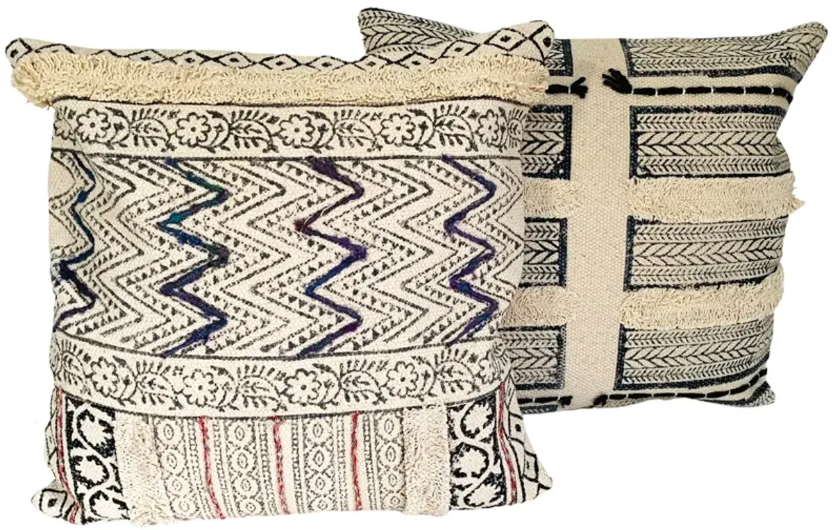 Indian Hand-Printed Pillows - Set of 2 - Eat Drink Home