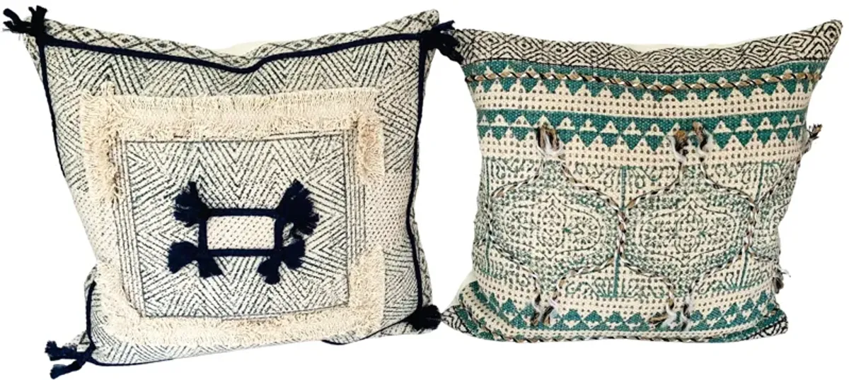 Indian Hand-Printed Pillows - Set of 2 - Eat Drink Home