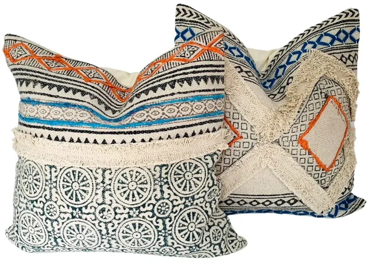 Indian Hand-Printed Pillows - Set of 2 - Eat Drink Home