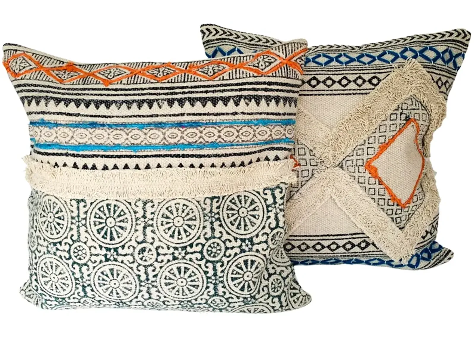 Indian Hand-Printed Pillows - Set of 2 - Eat Drink Home