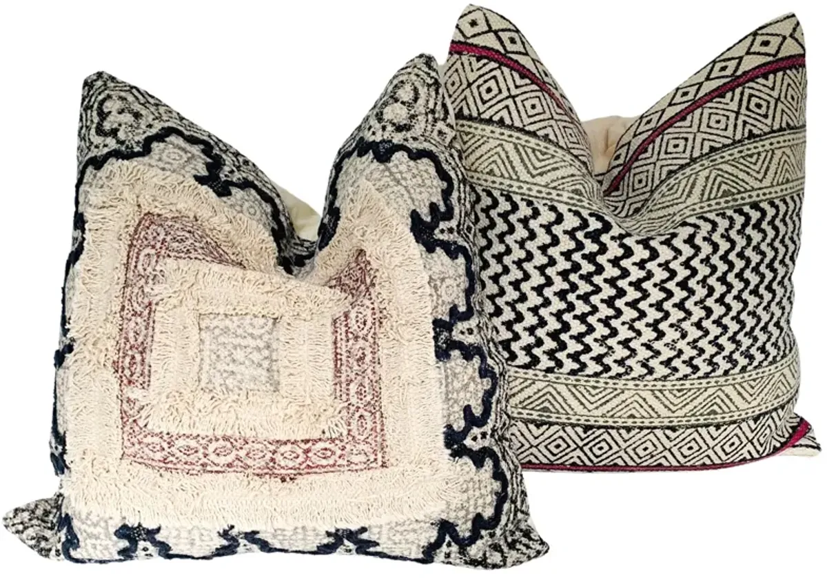 Indian Hand-Printed Pillows - Set of 2 - Eat Drink Home