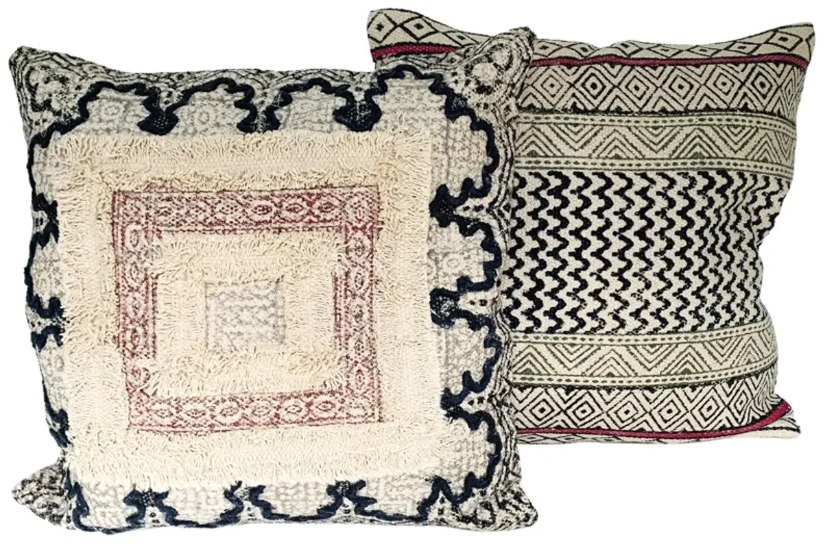 Indian Hand-Printed Pillows - Set of 2 - Eat Drink Home