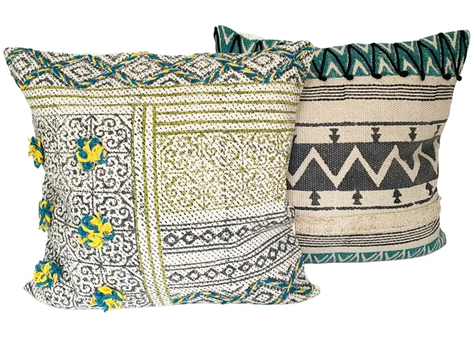 Indian Hand-Printed Pillows - Set of 2 - Eat Drink Home