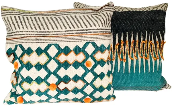 Indian Hand-Printed Pillows - Set of 2 - Eat Drink Home