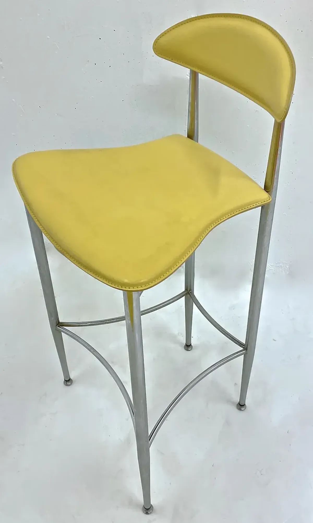 Italian Aper MCM Leather Barstool - Vermilion Designs - Yellow