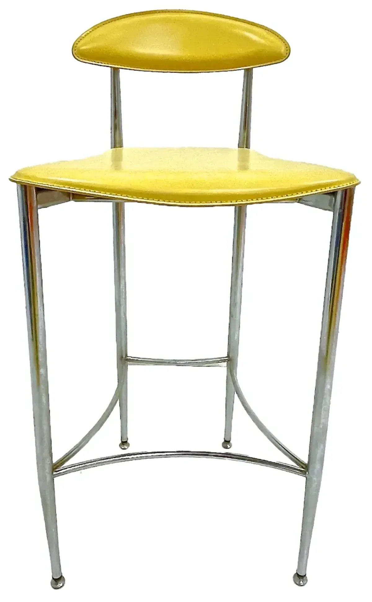 Italian Aper MCM Leather Barstool - Vermilion Designs - Yellow