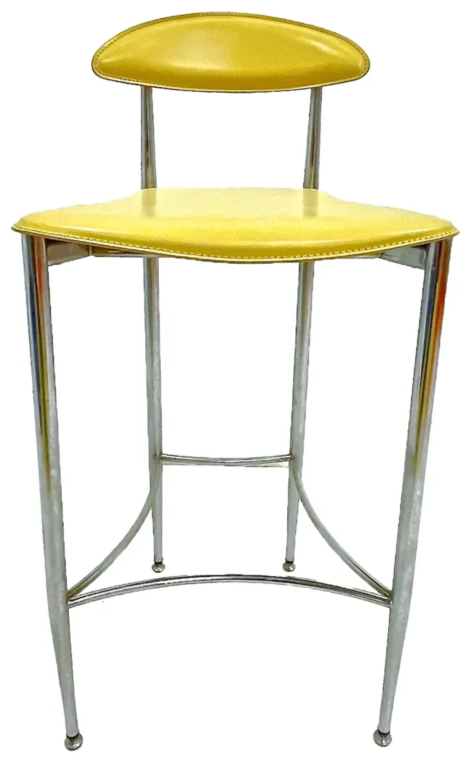 Italian Aper MCM Leather Barstool - Vermilion Designs - Yellow