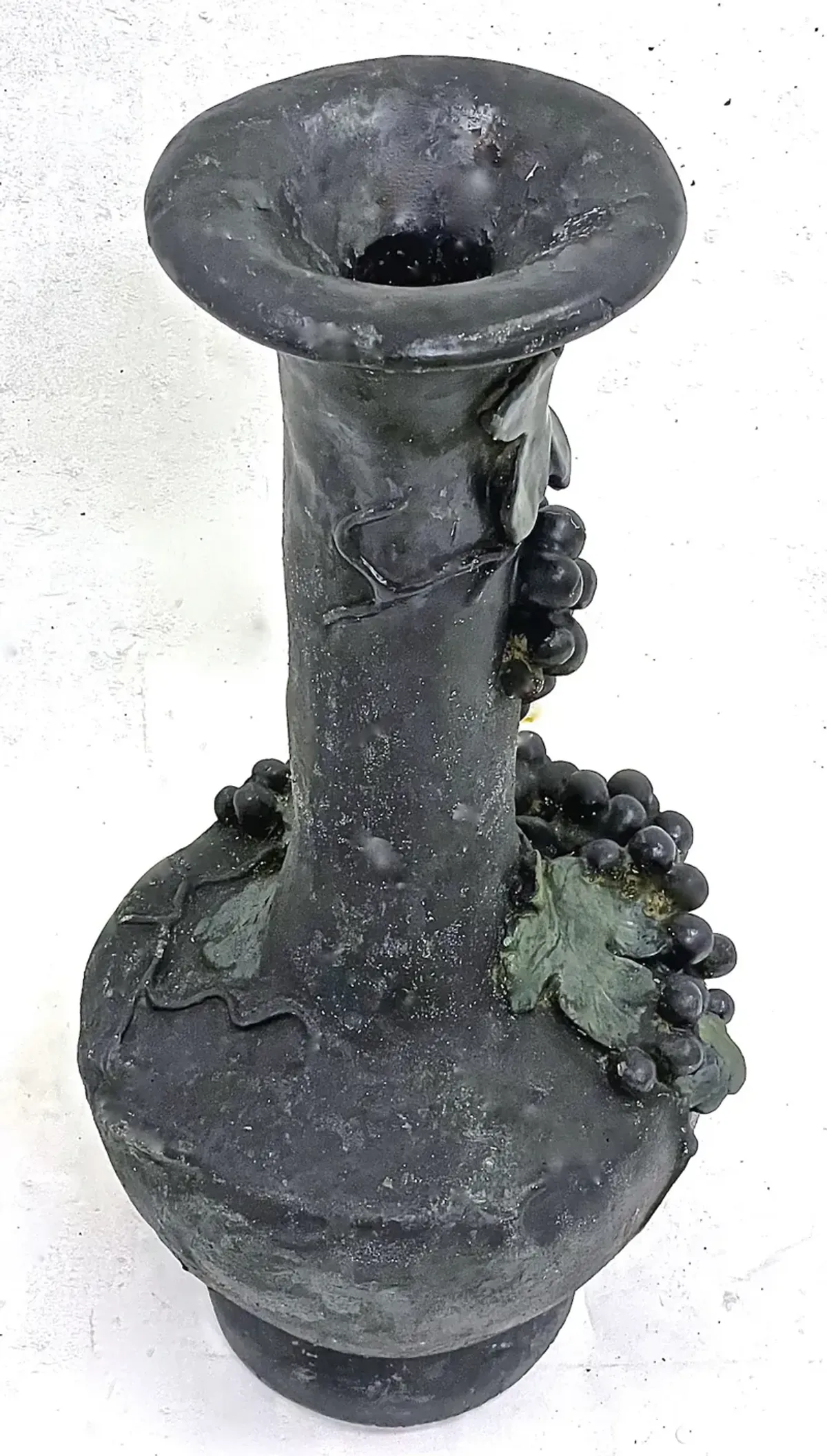 Black Grape & Vine Chalkware Urn Vase - Vermilion Designs